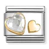 Nomination Composable Classic Link 030613/08 White CZ & Gold Hearts in Gold